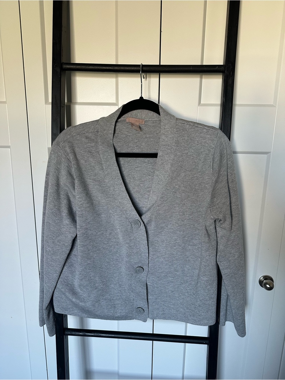 H&M Light Gray V-Neck Button Cardigan